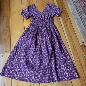 J. Crew Purple Floral V-Neck Dress